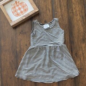 Charming Striped Kids Dress in Black and White